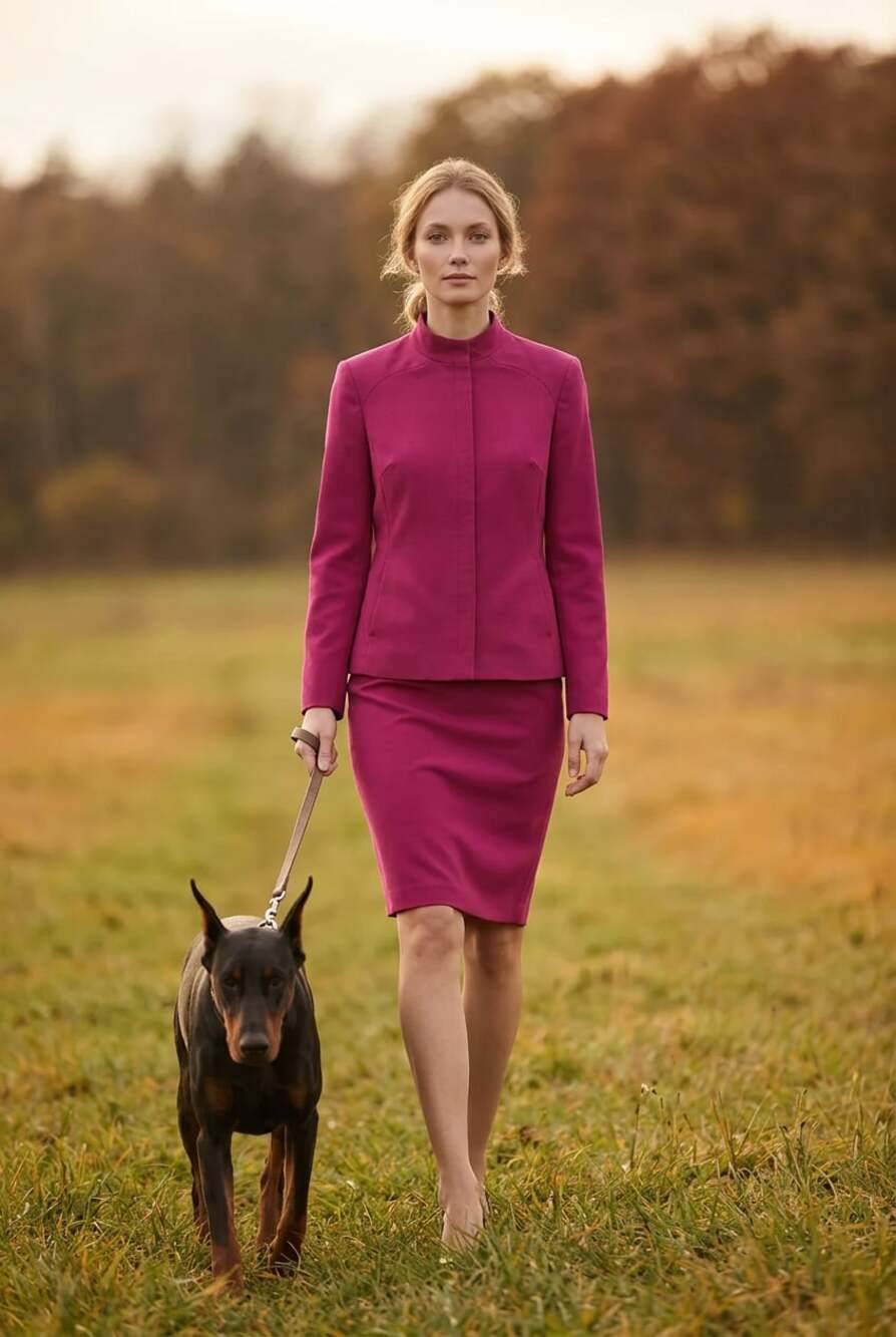 Harvé Benard by Benard Holtzman Vintage Two-Piece Hot Pink Skirt Suit